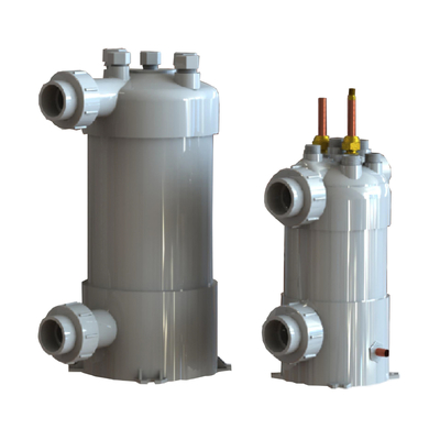 Intercambiador de calor tubular de titanio con cáscara y tubo de PVC para aplicaciones de calefacción y refrigeración